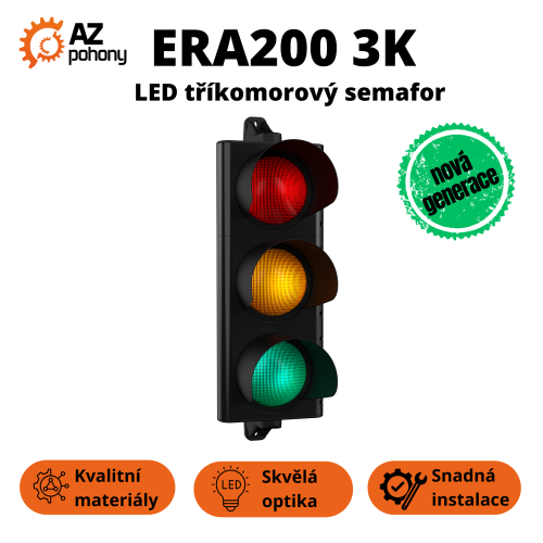 ERA200 3K - LED tříkomorový semafor s průměrem komory 200 mm